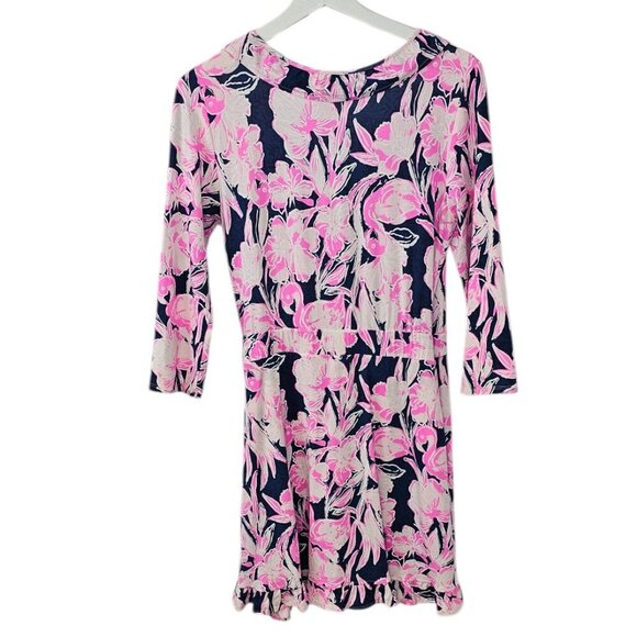 Lilly Pulitzer Jessalynne Romper, Wrap, V-Neck, Floral Flamingo, Stretch, Size M - Picture 7 of 9